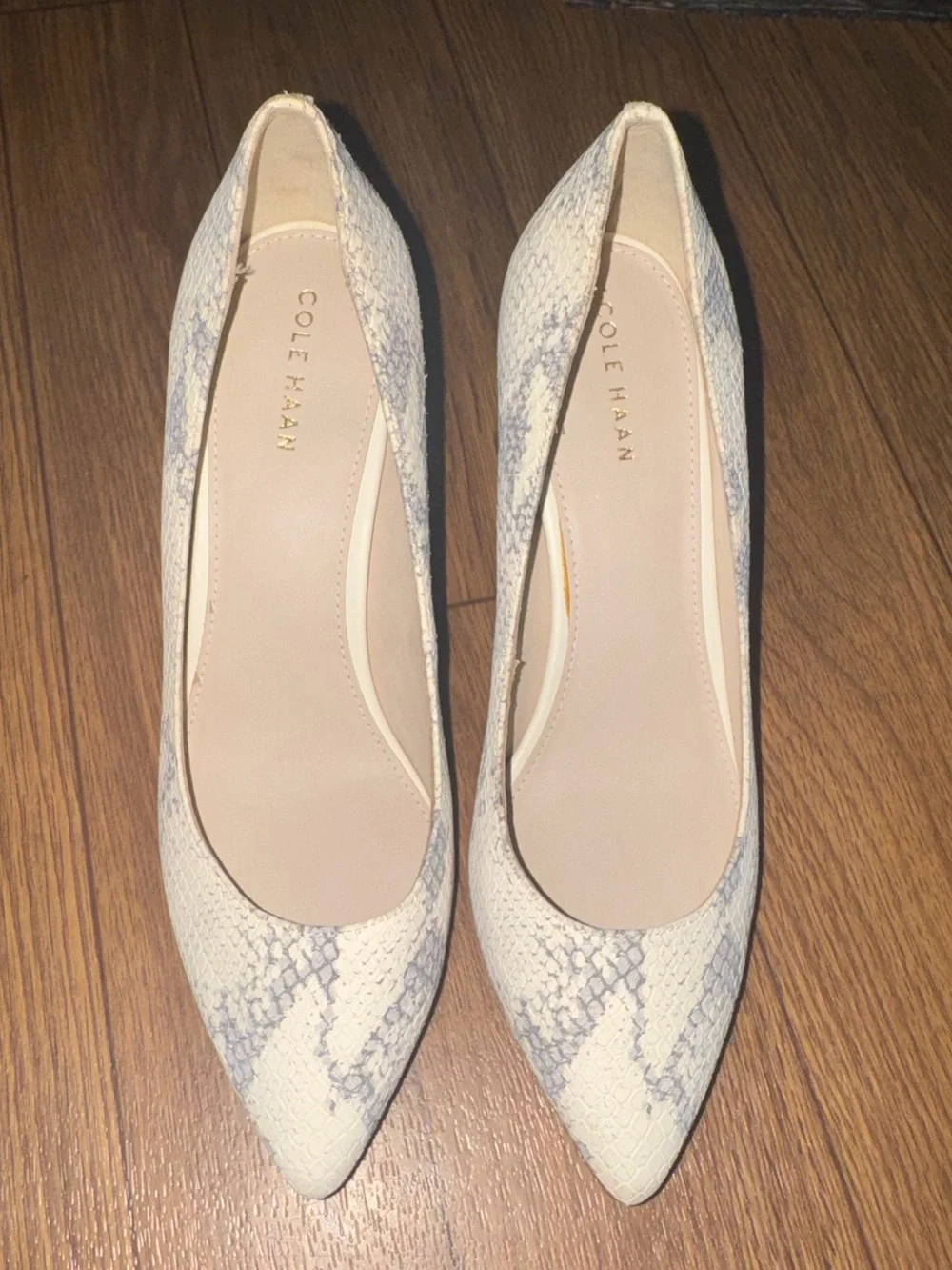 Cole Haan snakeskin block heel pumps size 7